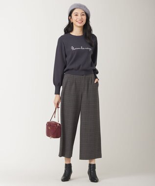 ANY SIS 【シリーズ累計7万本突破！】サーモ2WAYストレッチ ワンタック ワイドパンツ グレーグレンチェック