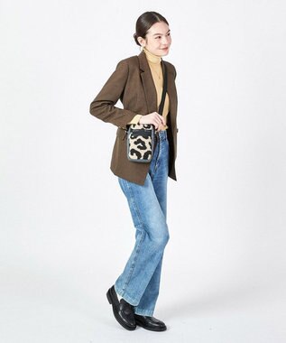 LeSportsac DENIM PHONE CROSSBODY/ブラックデニム/レオパードシェルパ ブラックデニム/レオパードシェルパ