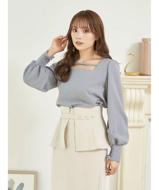 earth music&ecology ２ｗａｙストラップブラウス Grayish Blue