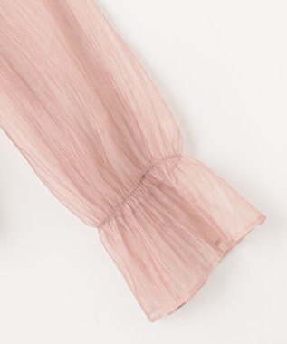 Feroux 【洗える】シャーリング シアーシャツ ピンク系