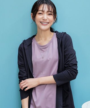 Tiaclasse 【小倉優子さん着用・UVケア・接触冷感】“やみつき”カットソーパーカーカーデ ネイビー