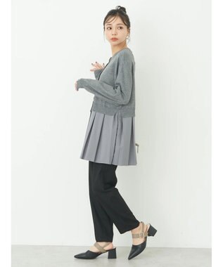 earth music&ecology 裏起毛テーパードパンツ Black