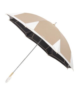 MOONBAT 【フルラ （FURLA）】晴雨兼用日傘 長傘 バイカラーロゴ刺繍 一級遮光 UV モカブラウン