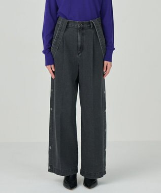 GRACE CONTINENTAL サスペンダーデニムパンツ ブラック