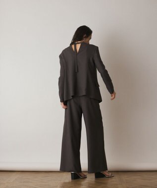 GRACE CONTINENTAL バックシャンノーカラージャケット チャコール