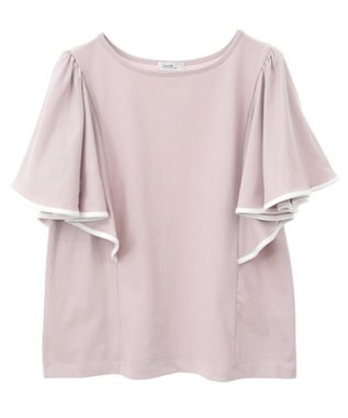 earth music&ecology 【接触冷感/洗濯機可】パイピングフレアスリーブカットソー Pink Beige