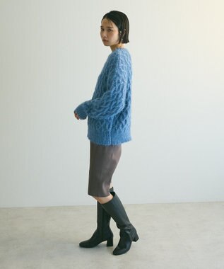 Green Parks armonia．シャギーケーブルニット Blue
