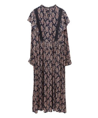 CRAFT STANDARD BOUTIQUE シャーリング袖フリルワンピース Flower yellow