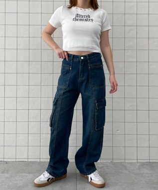 WEGO マルチポケットワイドカーゴパンツ ブルー