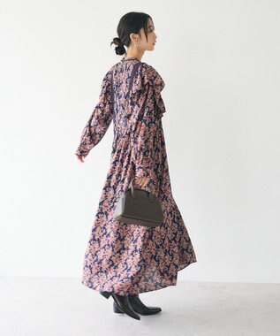 CRAFT STANDARD BOUTIQUE シャーリング袖フリルワンピース Flower Red