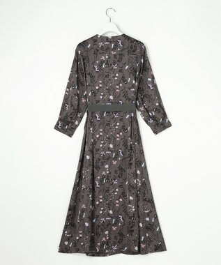 自由区 S 【WEB&一部店舗限定】ハーバルフロープリント8分袖 ワンピース [新色]チャコール