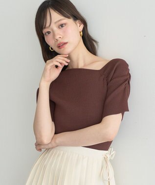 earth music&ecology アシメネックリブニットプルオーバー