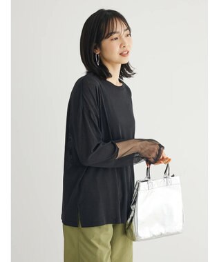 Green Parks 袖チュールドッキングプルオーバー Black