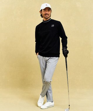23区GOLF 【MEN】パターンからゴルフに合わせたしっかり素材のカノコダンボールモック ブラック系