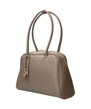 INTER-CHAUSSURES 【CHRISTIAN VILLA】チャーム付きシュリンクレザーハンドバッグ グレー