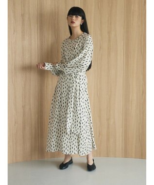 Green Parks armonia．スクエアドットプリントタックワンピース Ivory