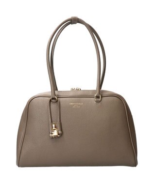 INTER-CHAUSSURES 【CHRISTIAN VILLA】チャーム付きシュリンクレザーハンドバッグ グレー