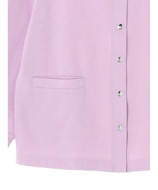 Green Parks 裏起毛ミディ丈ドットボタンカーディガン Purple