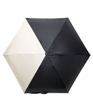 +RING UNISEX プラスリング 晴雨兼用 簡単開閉式折傘 BLK×BGE T1339 黒
