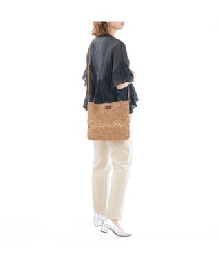 IBIZA ラフィア　ショルダーバッグ 濃茶