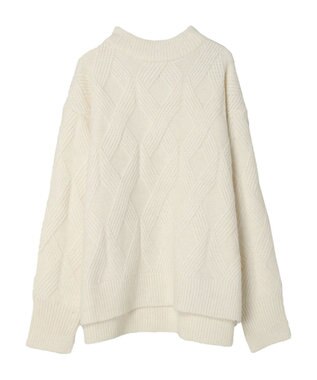 AMERICAN HOLIC Ｍｉｘヤーンモックネックケーブルニットプルオーバー Ivory