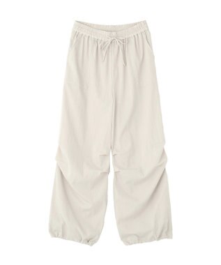 Green Parks 表面感サテンタックパンツ Gray Beige