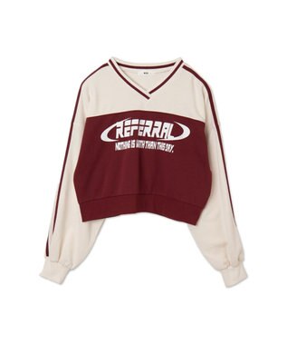 WEGO 切り替えショートスウェット ワイン