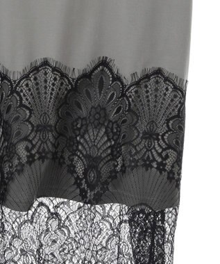 Green Parks 裾レースドッキングカットロゴチュニック Charcoal Gray