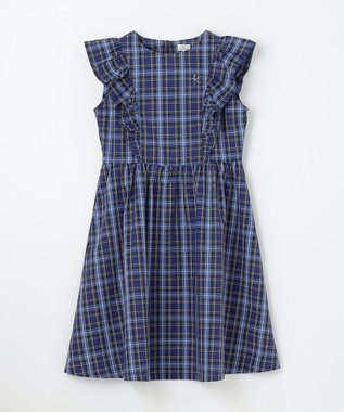 組曲 KIDS 【150-160㎝】チェック ワンピース ネイビー系5