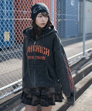 WEGO 【ユニセックス着用ITEM】ブリーチグラフィックZIPパーカー 柄1