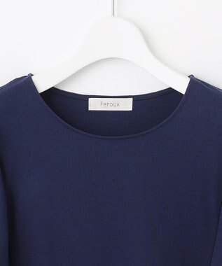 Feroux 【UVケア】バイカラーラッフルスリーブ Ｔシャツ ブルー系