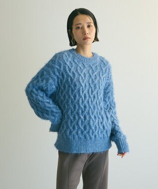 Green Parks armonia．シャギーケーブルニット Blue