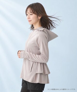 OP／FILA 【Ocean Pacific】フェイスガード付き バックフリル ラッシュガードパーカー