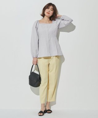 #Newans 【ANSWER for ほど甘トレンド】スクエアネックペプラムブラウス グレー系