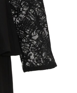 Green Parks コサージュ付レースペプラムロンパース Black