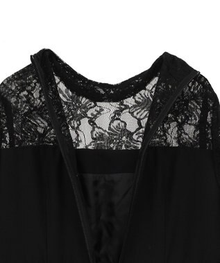 Green Parks コサージュ付レースペプラムロンパース Black