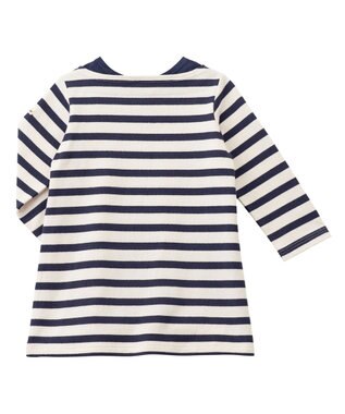 MIKI HOUSE HOT BISCUITS 【80-120cm】 ボーダー 長袖ワンピース 紺×白