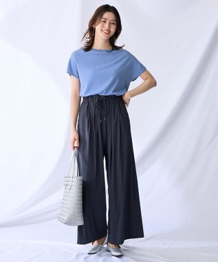 ANY 【接触冷感/UVカット/抗菌防臭/手洗い可/アンチピリング】ファンクションフレンチスリーブニット ブルー