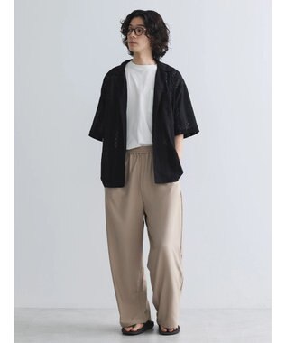 CRAFT STANDARD BOUTIQUE レースオープンカラーシャツ Black