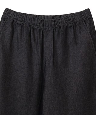 WEGO 【ユニセックス着用ITEM/ウエストゴム/SMLサイズ展開】デニムイージーストレートパンツ ブラック