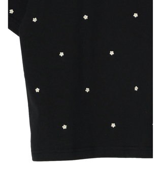 Green Parks ・Ｄｏｕｂｌｅ　Ｆｌａｇｓ　フラワー刺繍Ｔシャツ Black