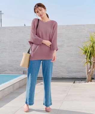 Tiaclasse 【洗える】肩ボタンドルマンニットトップス ピンク