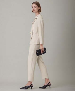 ICB L 【洗える】ライトダブルクロス フリルデザインブラウス トープ系