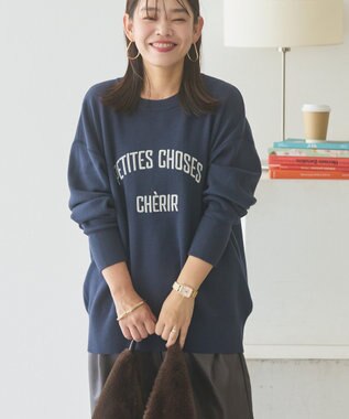 AMERICAN HOLIC コットンブレンドスウェットライクロゴニットトップス