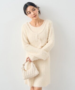 earth music&ecology ＳＥＴ２点シャギーショートカーデ＋ミニワンピース Ivory