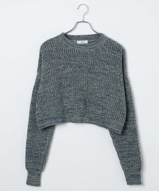 WEGO ミックスカーラーショートニット サックス