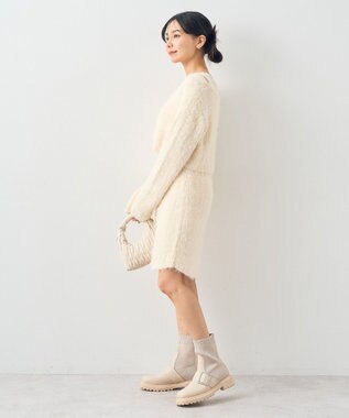 earth music&ecology ＳＥＴ２点シャギーショートカーデ＋ミニワンピース Ivory