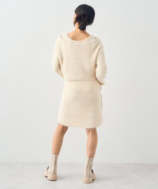 earth music&ecology ＳＥＴ２点シャギーショートカーデ＋ミニワンピース Ivory