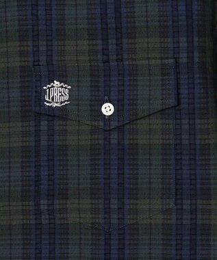 J.PRESS MEN 【KING SIZE 】【吸水速乾 / 接触冷感 / 高通気性】Aero Weave クールマックスサッカー チェック シャツ / B.D. ネイビー系3