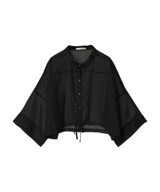 Green Parks ＥＧＯＩＳＴ　５分袖短丈シアーシャツ Black